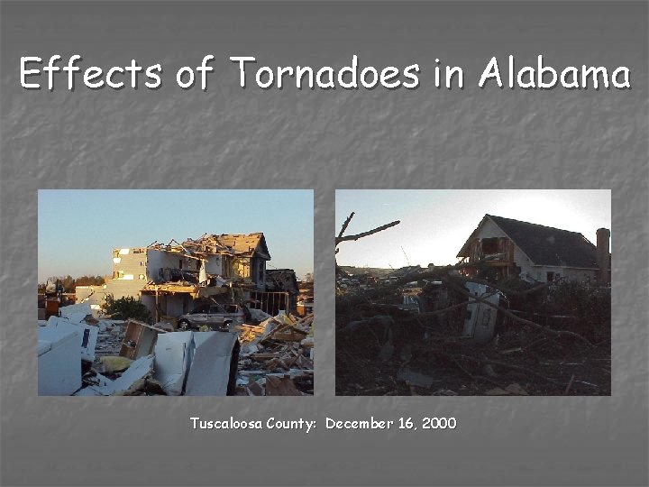 Effects of Tornadoes in Alabama Tuscaloosa County: December 16, 2000 