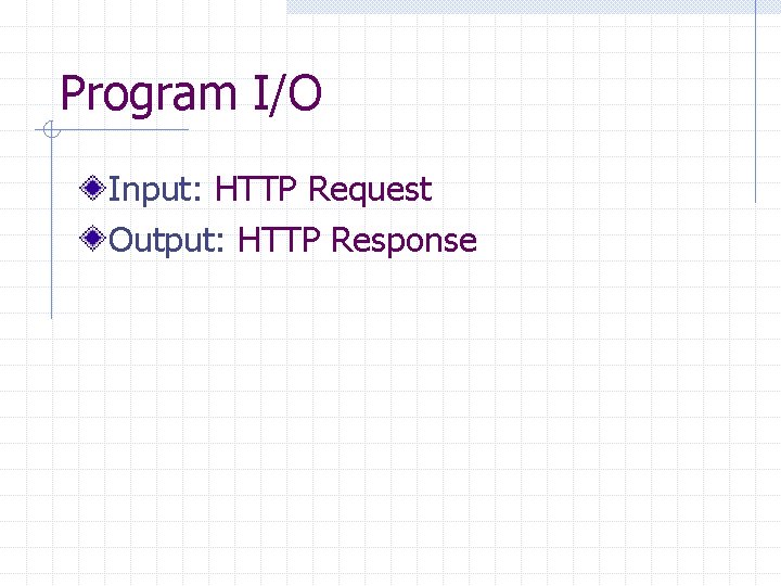 Program I/O Input: HTTP Request Output: HTTP Response 