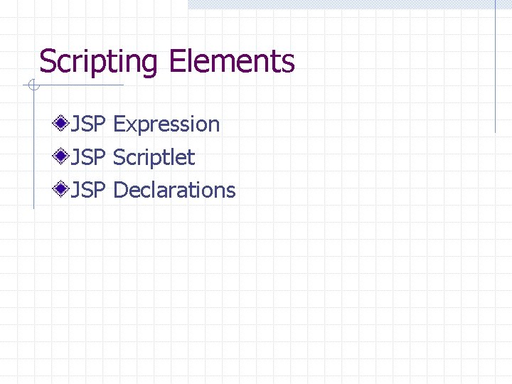 Scripting Elements JSP Expression JSP Scriptlet JSP Declarations 