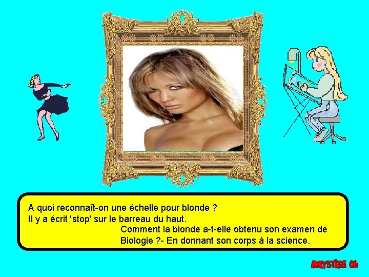 A quoi reconnaît-on une échelle pour blonde ? Il y a écrit 'stop' sur