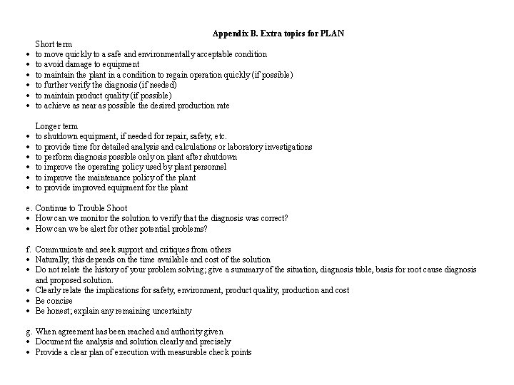 Appendix B. Extra topics for PLAN · · · Short term to move quickly