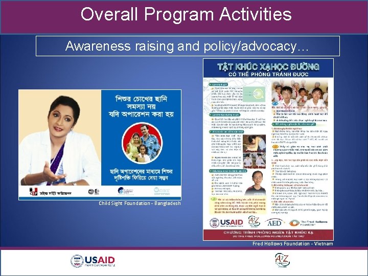 Overall Program Activities Awareness raising and policy/advocacy… Child Sight Foundation - Bangladesh Fred Hollows