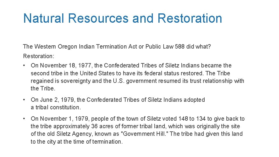 GRADE 8 LESSON Tribal Natural Resource Management Historical