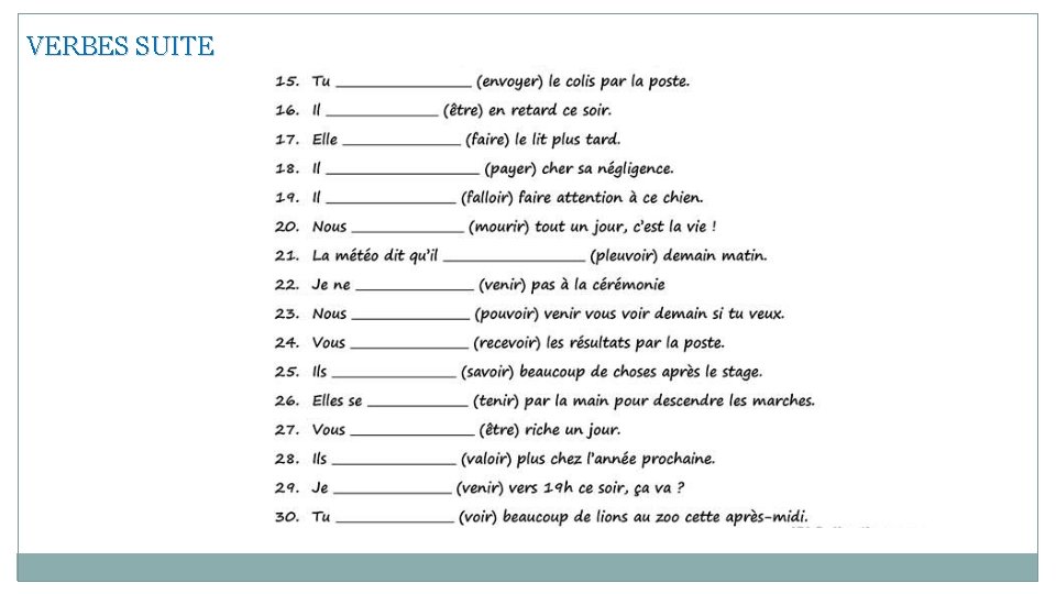VERBES SUITE 