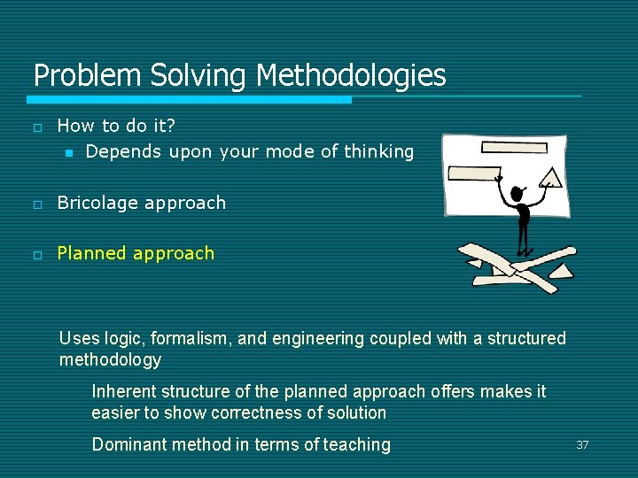 Problem Solving Methodologies o How to do it? n Depends upon your mode of