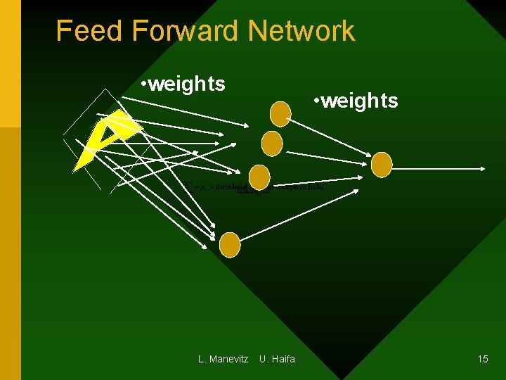 Feed Forward Network • weights L. Manevitz • weights U. Haifa 15 Feed Forward Network • weights L. Manevitz • weights U. Haifa 15