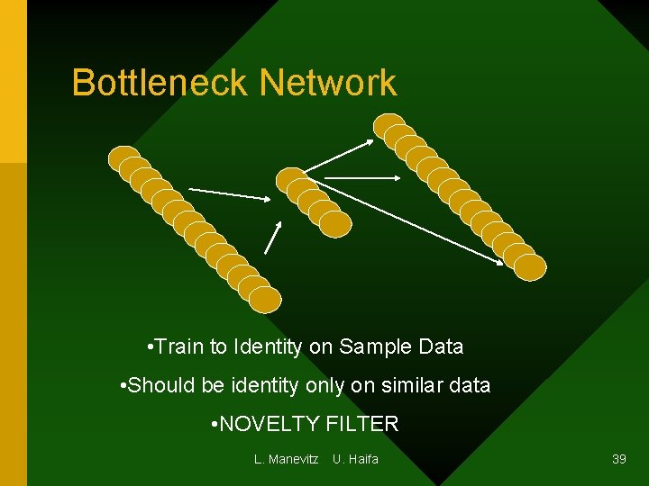 Bottleneck Network • Train to Identity on Sample Data • Should be identity only Bottleneck Network • Train to Identity on Sample Data • Should be identity only