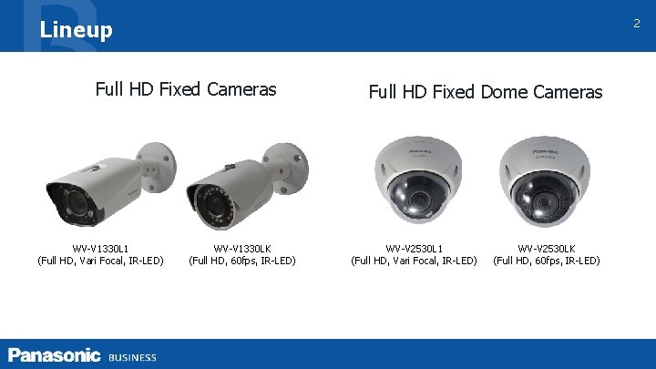 Lineup 2 Full HD Fixed Cameras WV-V 1330 L 1 (Full HD, Vari Focal,