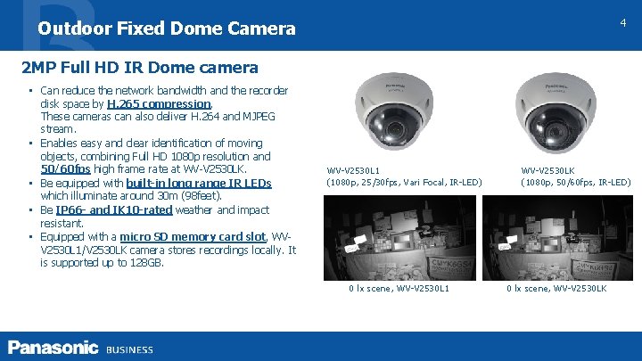 4 Outdoor Fixed Dome Camera 2 MP Full HD IR Dome camera • Can
