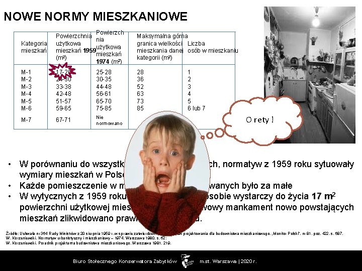 NOWE NORMY MIESZKANIOWE Kategoria mieszkań Powierzchnia użytkowa mieszkań 1959 mieszkań (m 2) 1974 (m