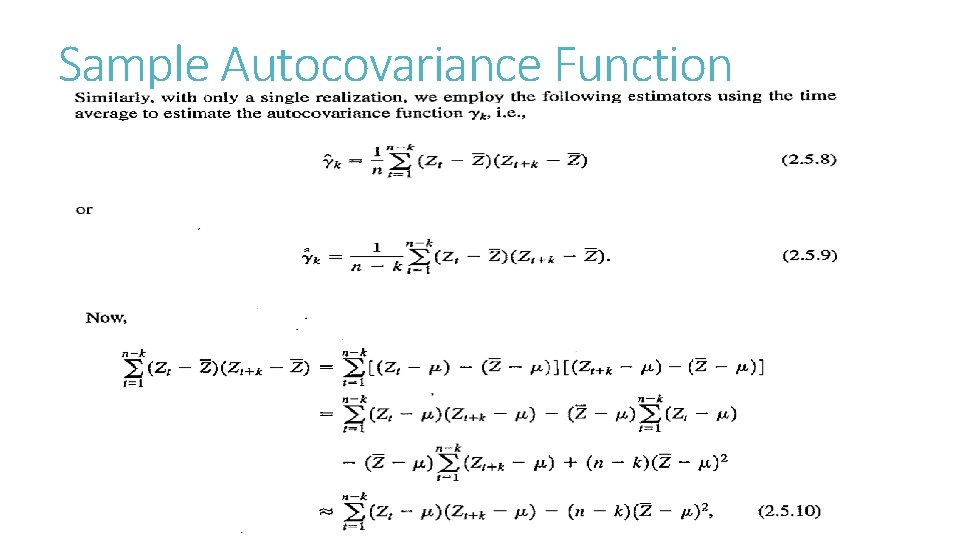 Sample Autocovariance Function 