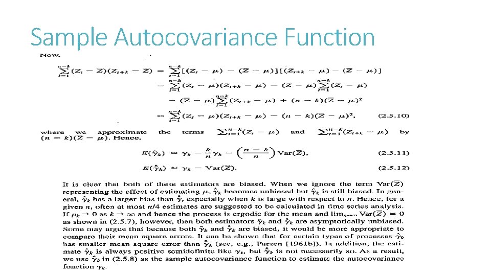 Sample Autocovariance Function 