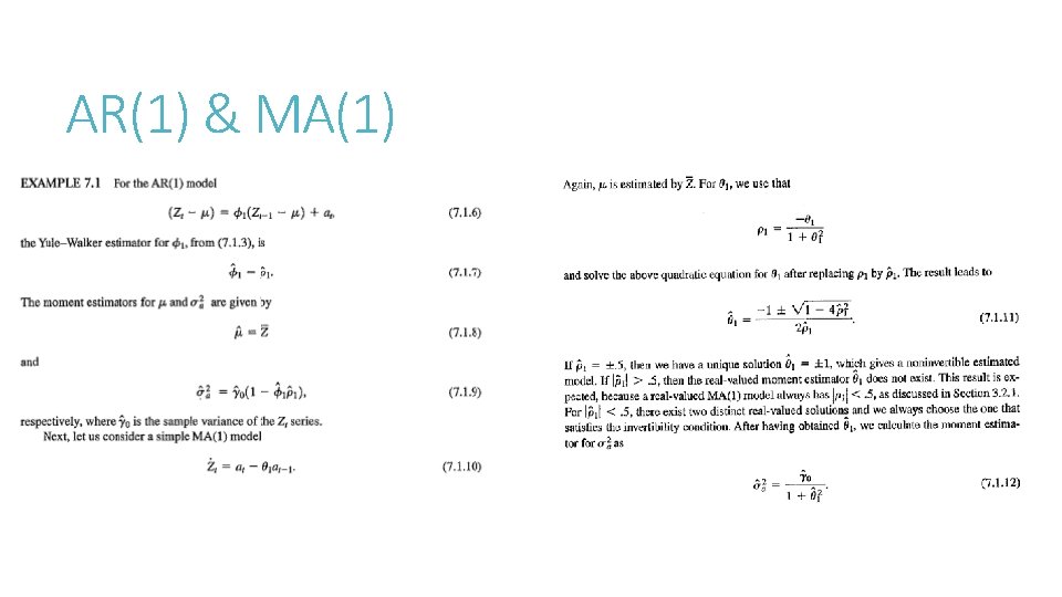 AR(1) & MA(1) 