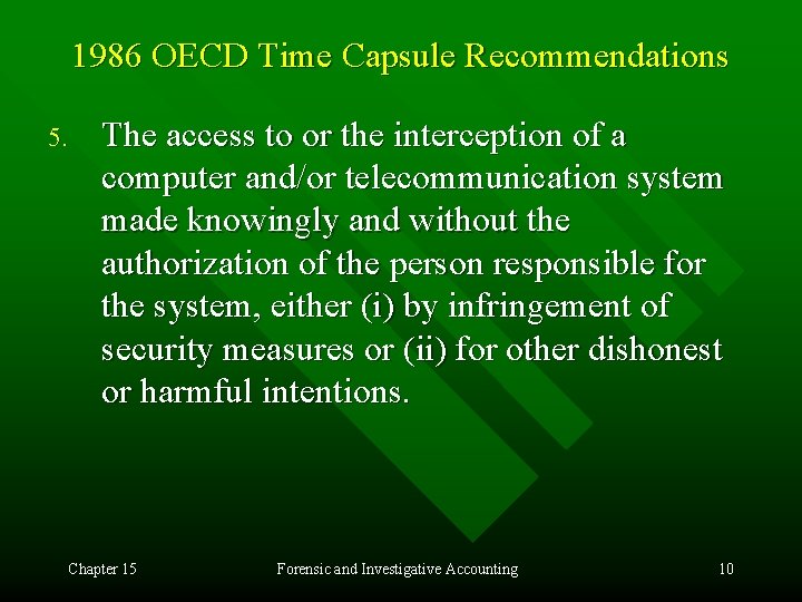 1986 OECD Time Capsule Recommendations 5. The access to or the interception of a