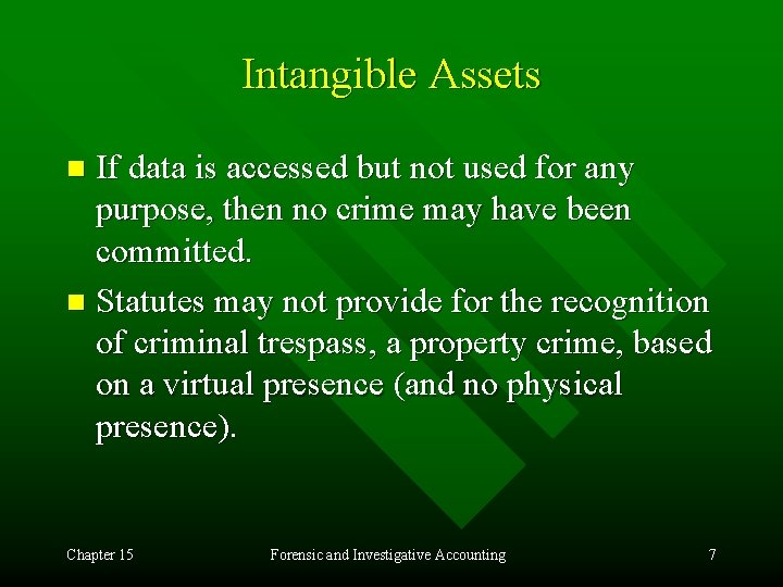 Intangible Assets If data is accessed but not used for any purpose, then no