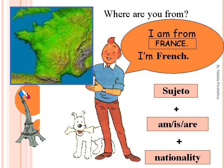 Where are you from? I am from FRANCE. I’m French. + 4 am/is/are +