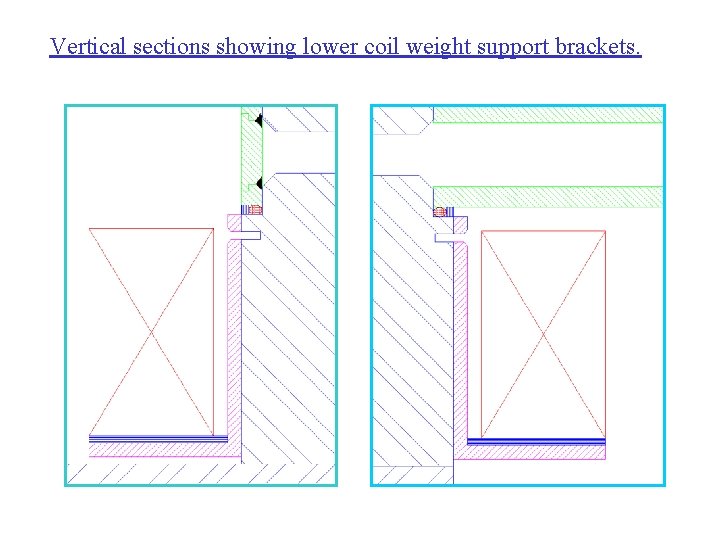 Vertical sections showing lower coil weight support brackets. 