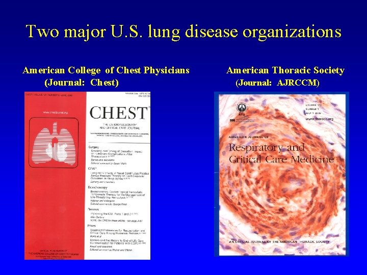 Two major U. S. lung disease organizations American College of Chest Physicians (Journal: Chest)