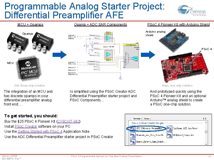 Programmable Analog Starter Project: Differential Preamplifier AFE MCU + Opamps Opamp + ADC SAR