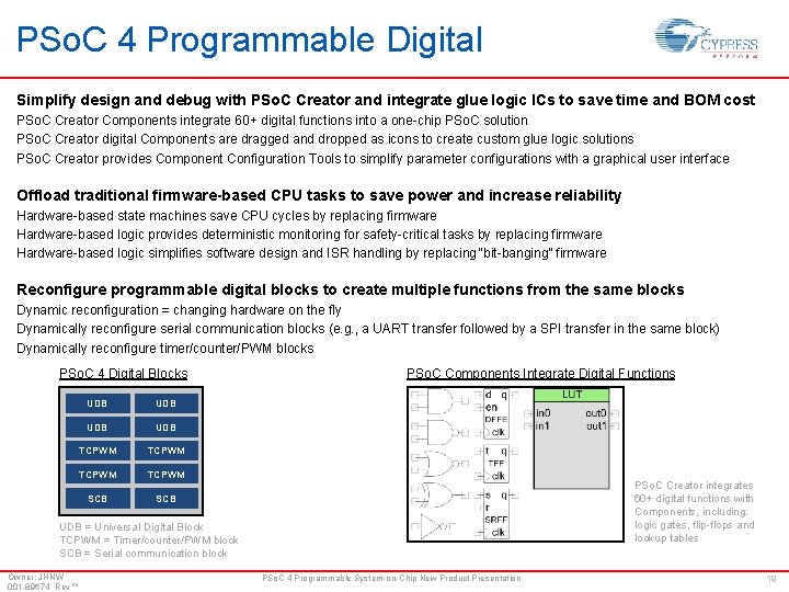 PSo. C 4 Programmable Digital Simplify design and debug with PSo. C Creator and