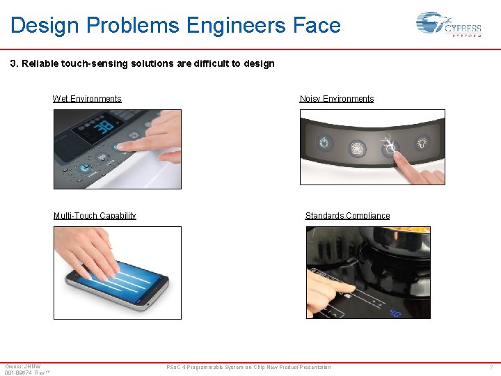Design Problems Engineers Face 3. Reliable touch-sensing solutions are difficult to design Wet Environments