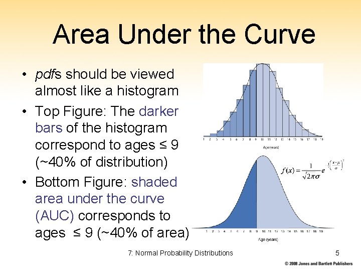 Area Under the Curve • pdfs should be viewed almost like a histogram •