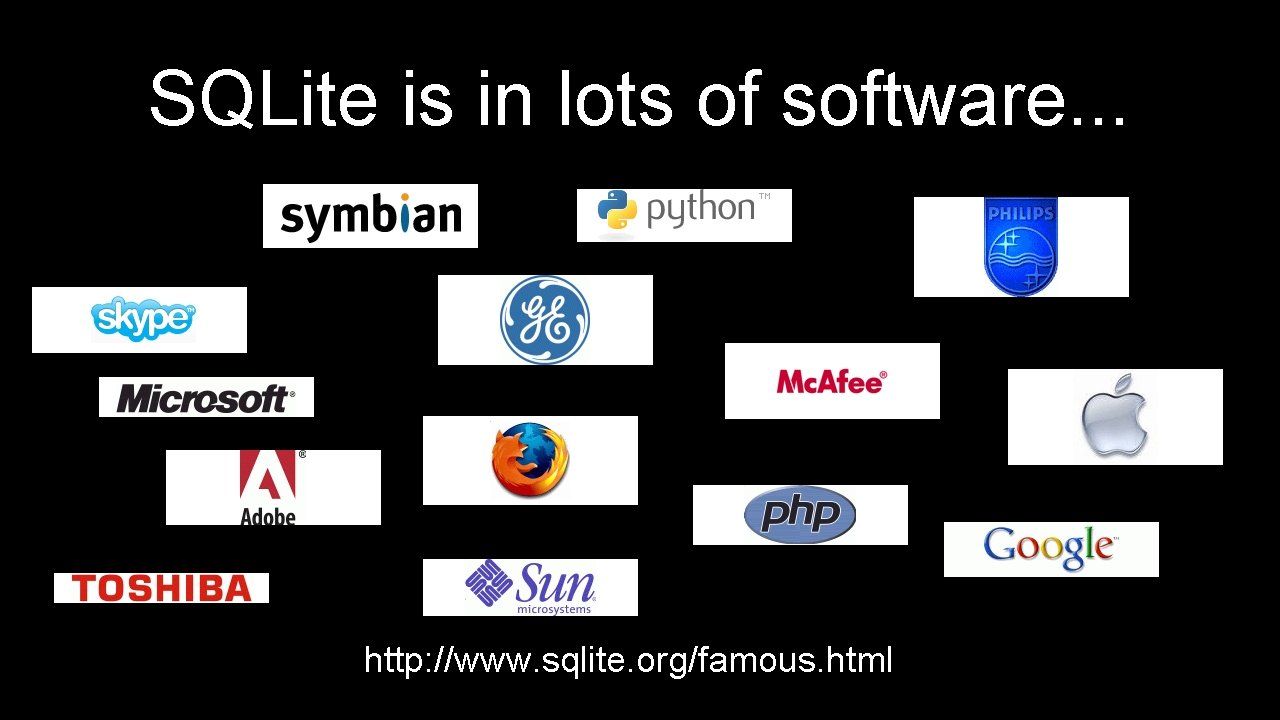 SQLite is in lots of software. . . http: //www. sqlite. org/famous. html 