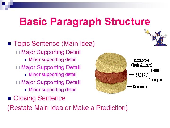 Basic Paragraph Structure n Topic Sentence (Main Idea) ¨ Major n Minor supporting detail