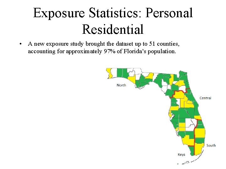 Exposure Statistics: Personal Residential • A new exposure study brought the dataset up to