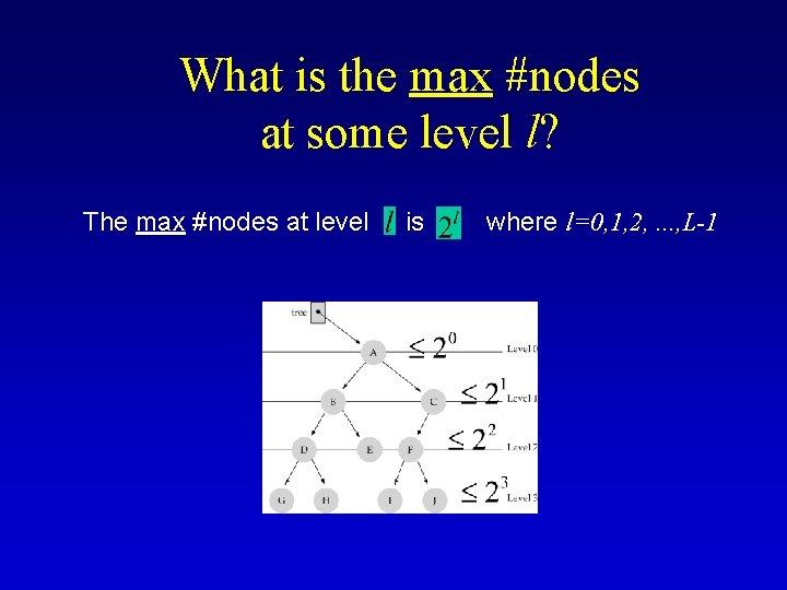 What is the max #nodes at some level l? The max #nodes at level