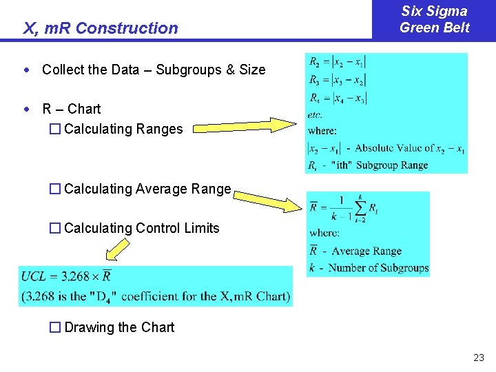 X, m. R Construction Six Sigma Green Belt · Collect the Data – Subgroups