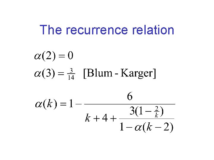 The recurrence relation 