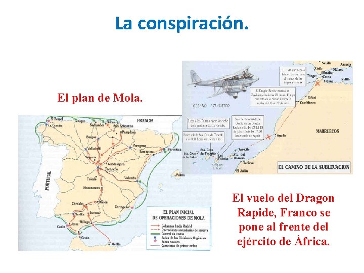 La conspiración. El plan de Mola. El vuelo del Dragon Rapide, Franco se pone