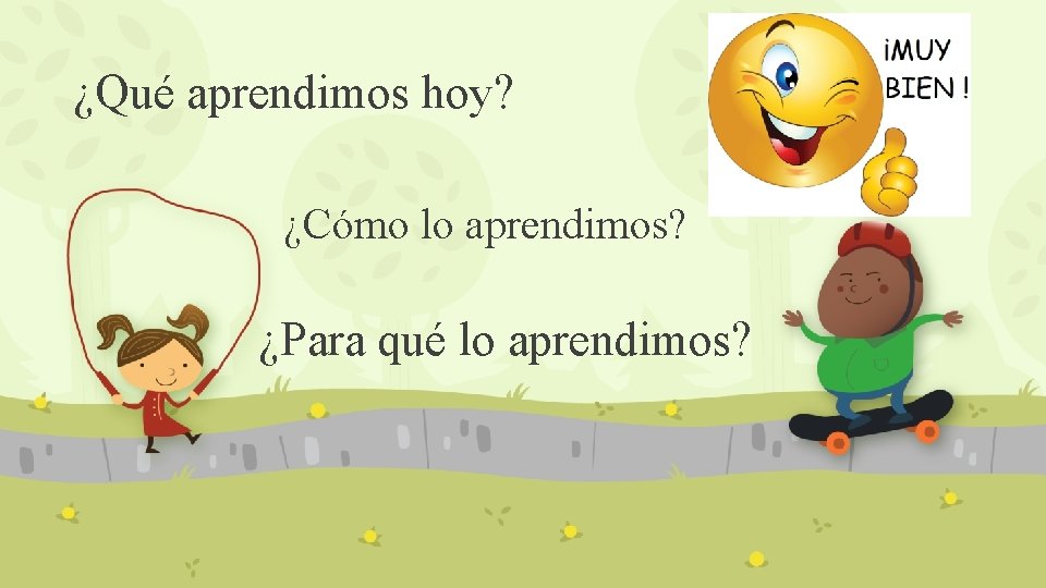 ¿Qué aprendimos hoy? ¿Cómo lo aprendimos? ¿Para qué lo aprendimos? 