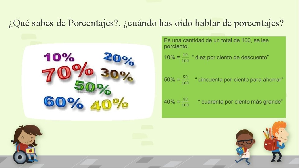 ¿Qué sabes de Porcentajes? , ¿cuándo has oído hablar de porcentajes? 