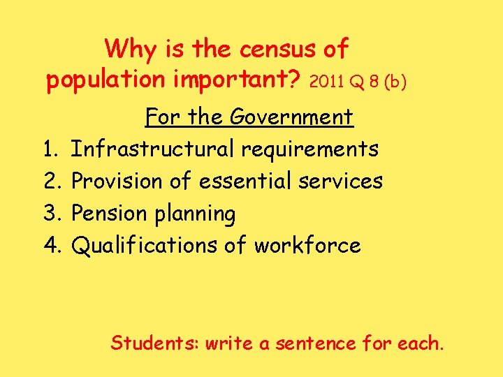 Why is the census of population important? 2011 Q 8 (b) 1. 2. 3.