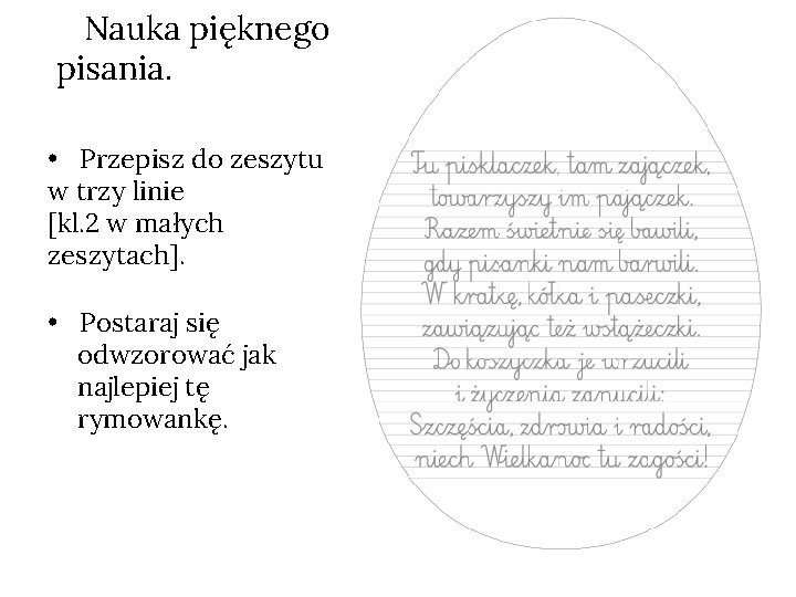 Nauka pięknego pisania. • Przepisz do zeszytu w trzy linie [kl. 2 w małych