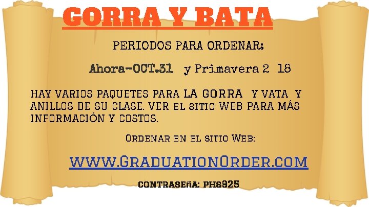 GORRA Y BATA PERIODOS PARA ORDENAR: Ahora-OCT. 31 y Primavera 2018 HAY VARIOS PAQUETES