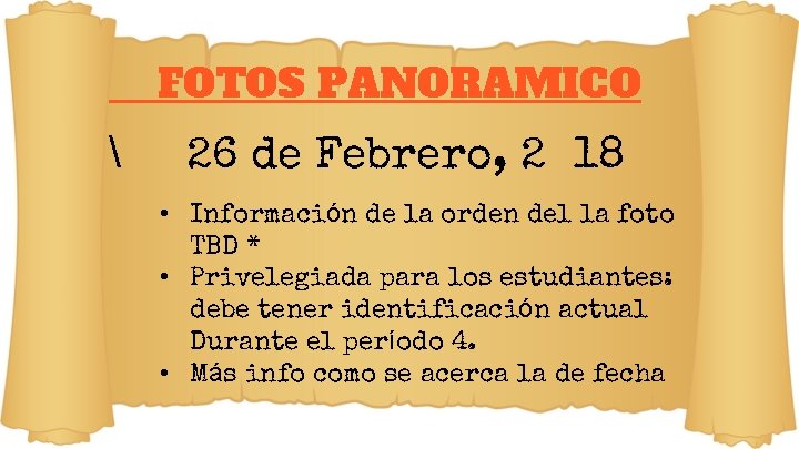 FOTOS PANORAMICO  26 de Febrero, 2018 • Información de la orden del la