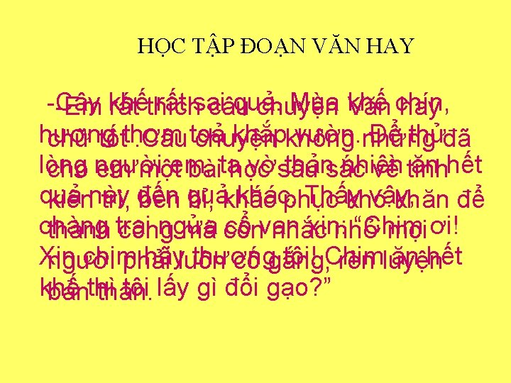 HỌC TẬP ĐOẠN VĂN HAY -Cây rất sai quả. Mùa Văn khế chín, -Em