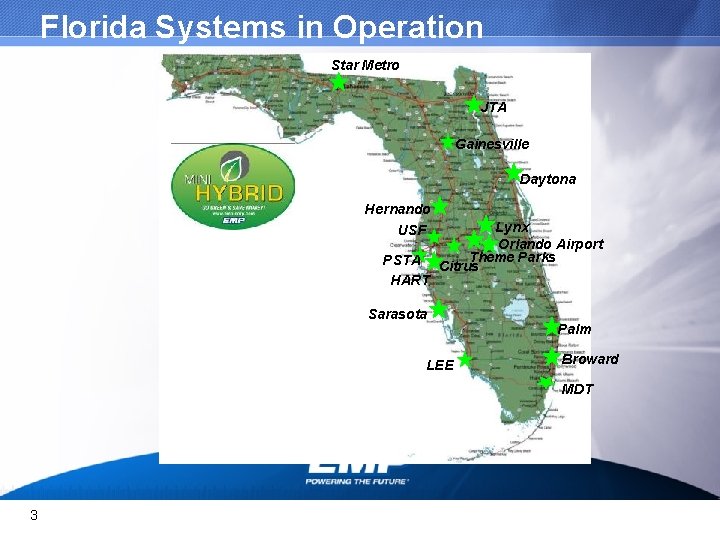 Florida Systems in Operation Star Metro JTA Gainesville Daytona Hernando USF PSTA HART Lynx