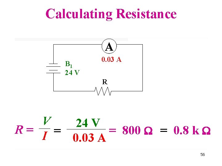 Calculating Resistance A B 1 24 V 0. 03 A R V 24 V