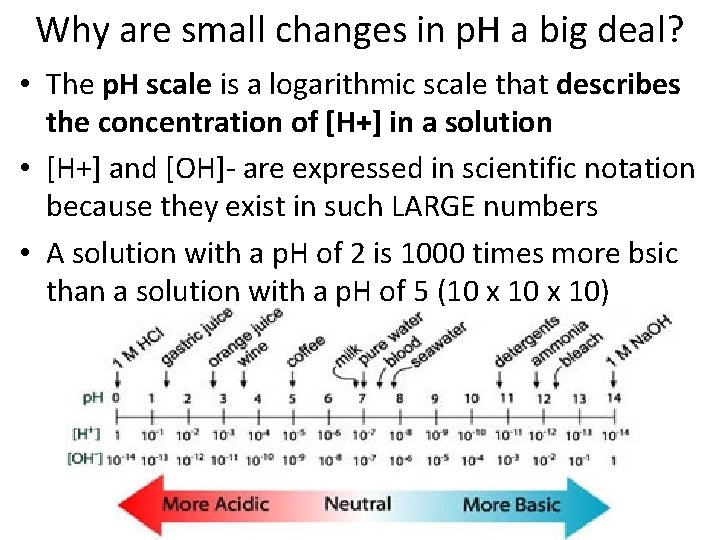 Why are small changes in p. H a big deal? • The p. H