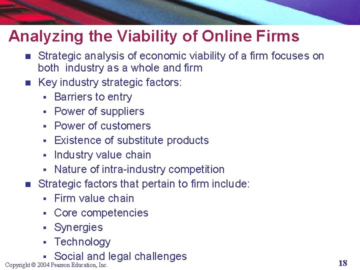 Analyzing the Viability of Online Firms Strategic analysis of economic viability of a firm