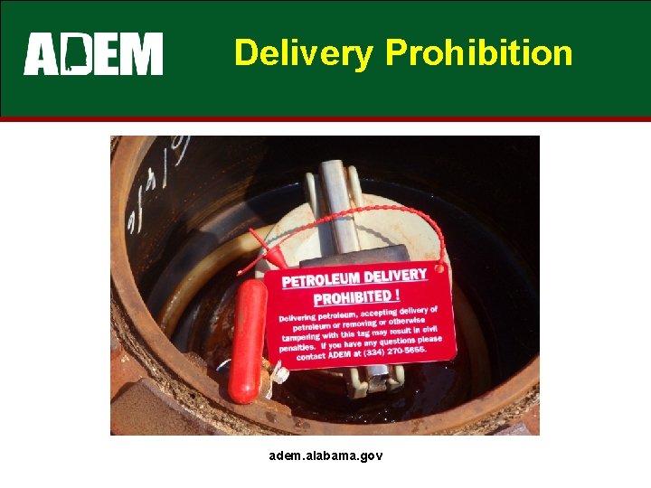 Delivery Prohibition adem. alabama. gov Delivery Prohibition adem. alabama. gov