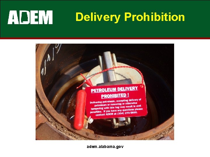 Delivery Prohibition adem. alabama. gov 