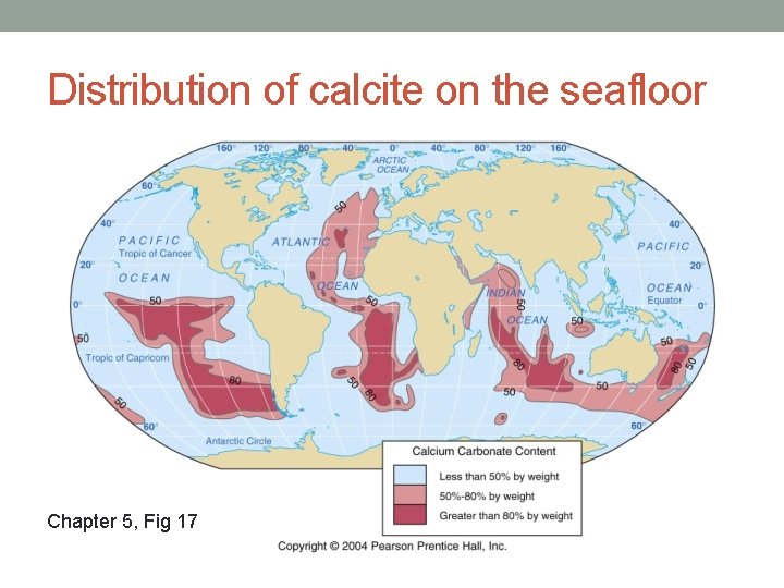 Distribution of calcite on the seafloor Chapter 5, Fig 17 