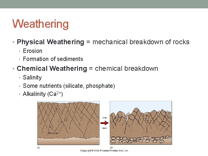 Weathering • Physical Weathering = mechanical breakdown of rocks • Erosion • Formation of