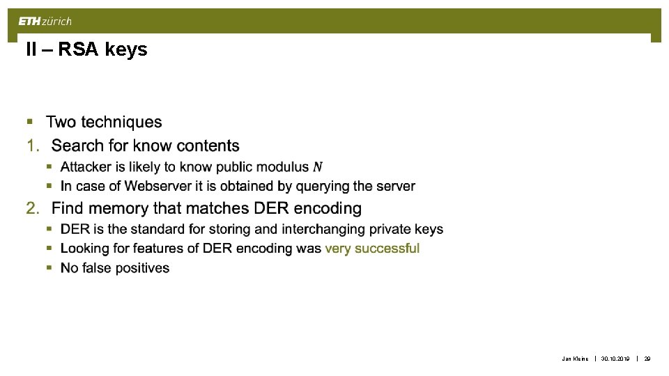 II – RSA keys § Jan Kleine | 30. 10. 2019 | 29 