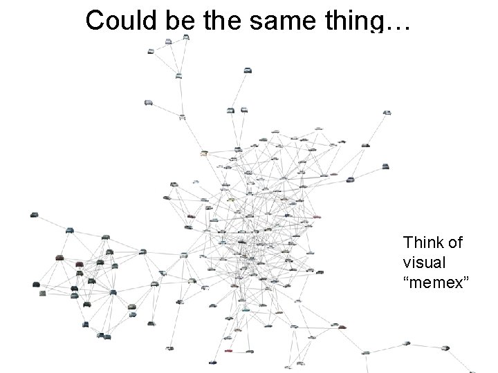 Could be the same thing… Think of visual “memex” 